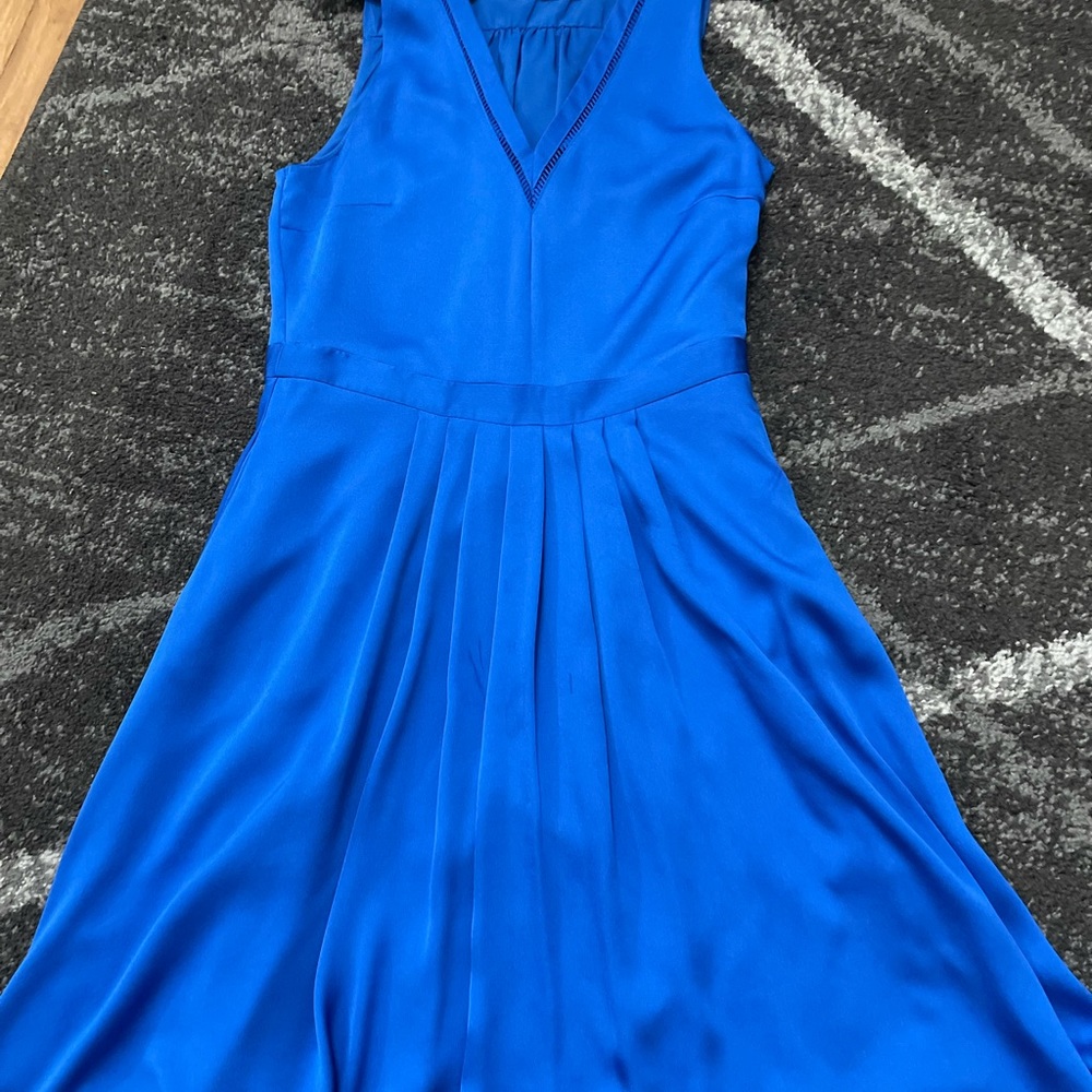Banana Republic Royal Blue V-Neck Pleated Dress